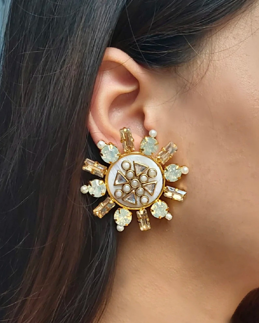 Rubaina Kundan Studs - Earrings - Handcrafted Jewellery - Made in India - Dubai Jewellery, Fashion & Lifestyle - Dori