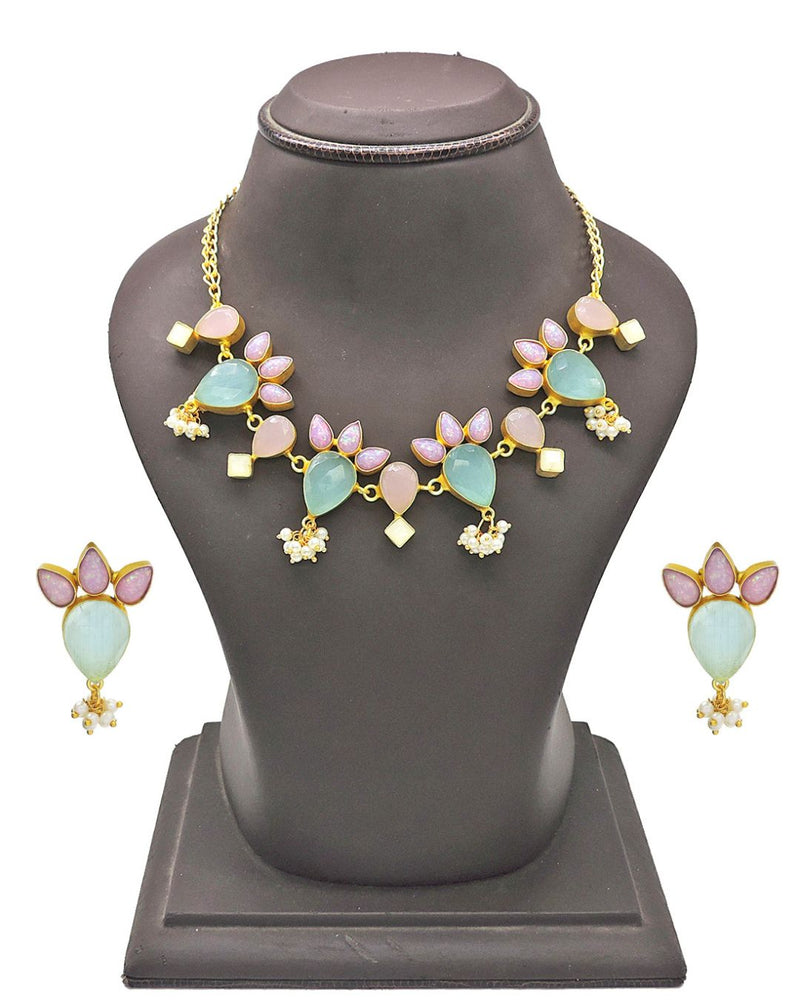 Lyra Amazonite Chain Necklace & Earrings Set - Necklaces - Earrings - Handcrafted Jewellery - Made in India - Dubai Jewellery, Fashion & Lifestyle - Dori