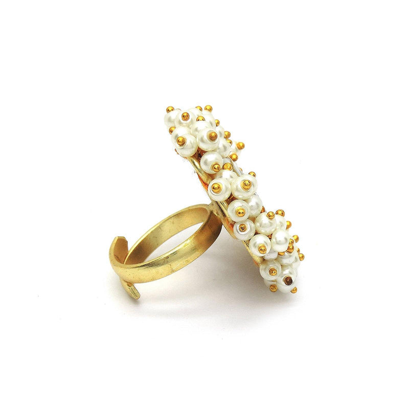 Blanc Kundan Ring - Rings - Handcrafted Jewellery - Dori