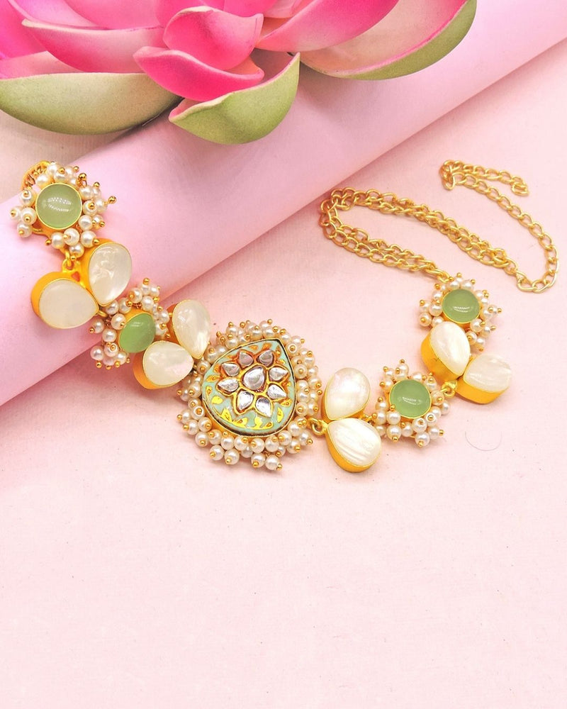 Rashna Necklace (Mint) - Necklaces - Handcrafted Jewellery - Made in India - Dubai Jewellery, Fashion & Lifestyle - Dori