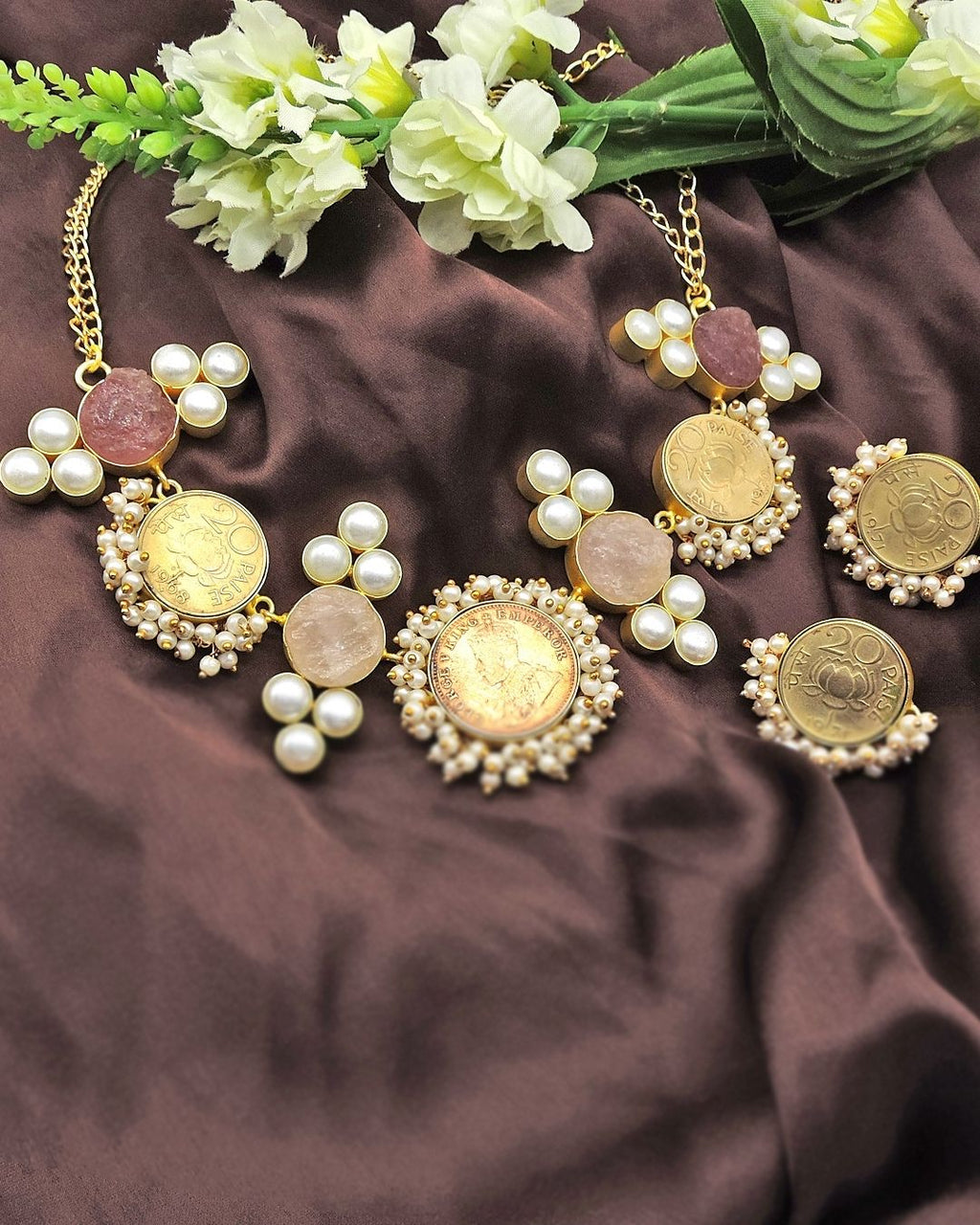 Padra Necklace in Strawberry Quartz - Necklaces - Handcrafted Jewellery - Made in India - Dubai Jewellery, Fashion & Lifestyle - Dori