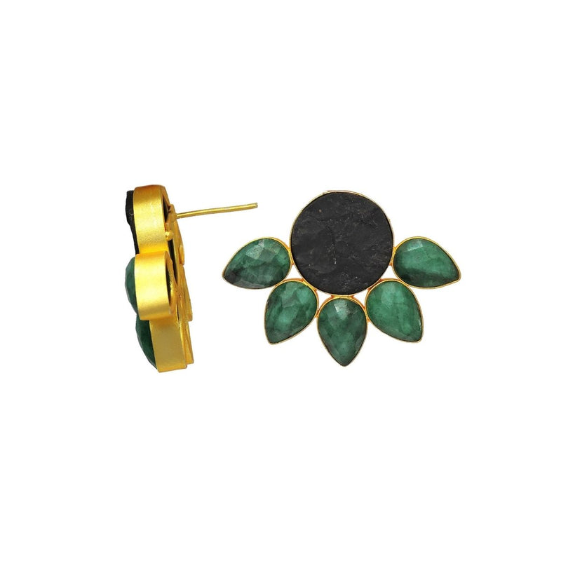 Half Flora Studs in Obsidian - Earrings - Handcrafted Jewellery - Dori