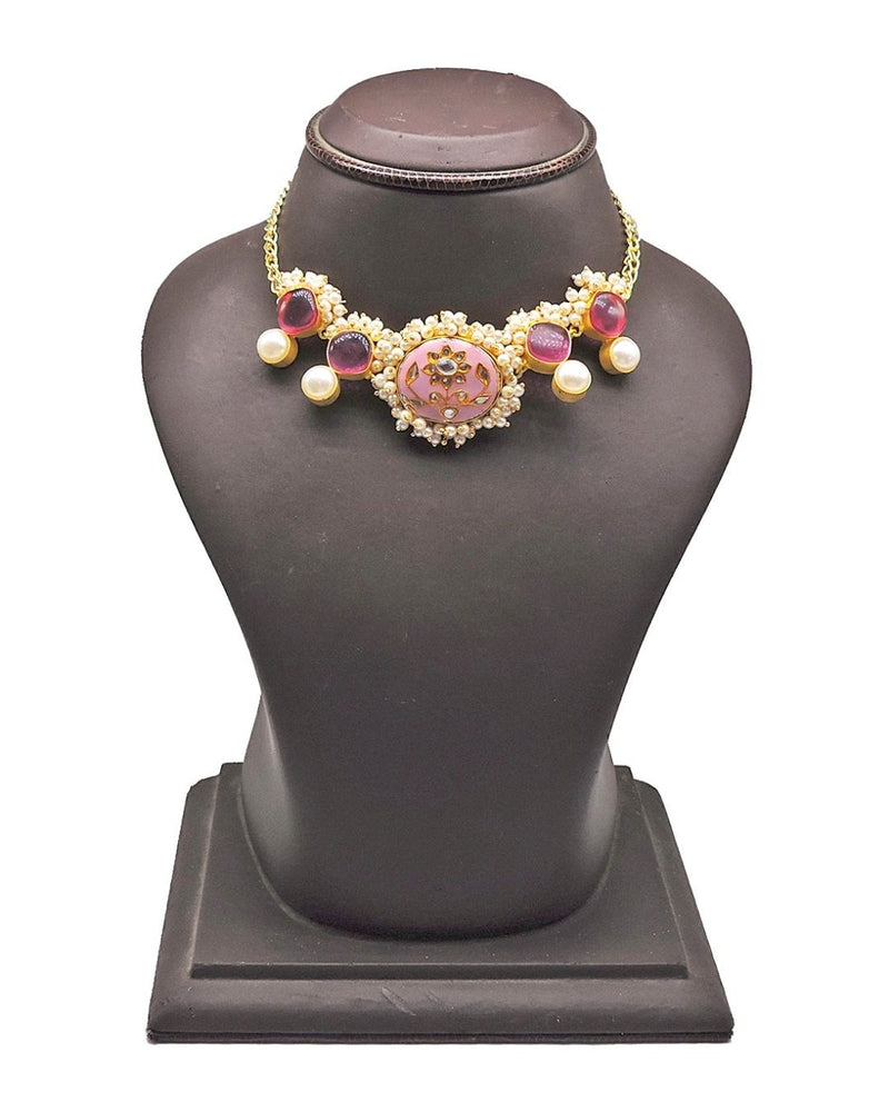 Kundan Rose Choker - Necklaces - Handcrafted Jewellery - Made in India - Dubai Jewellery, Fashion & Lifestyle - Dori
