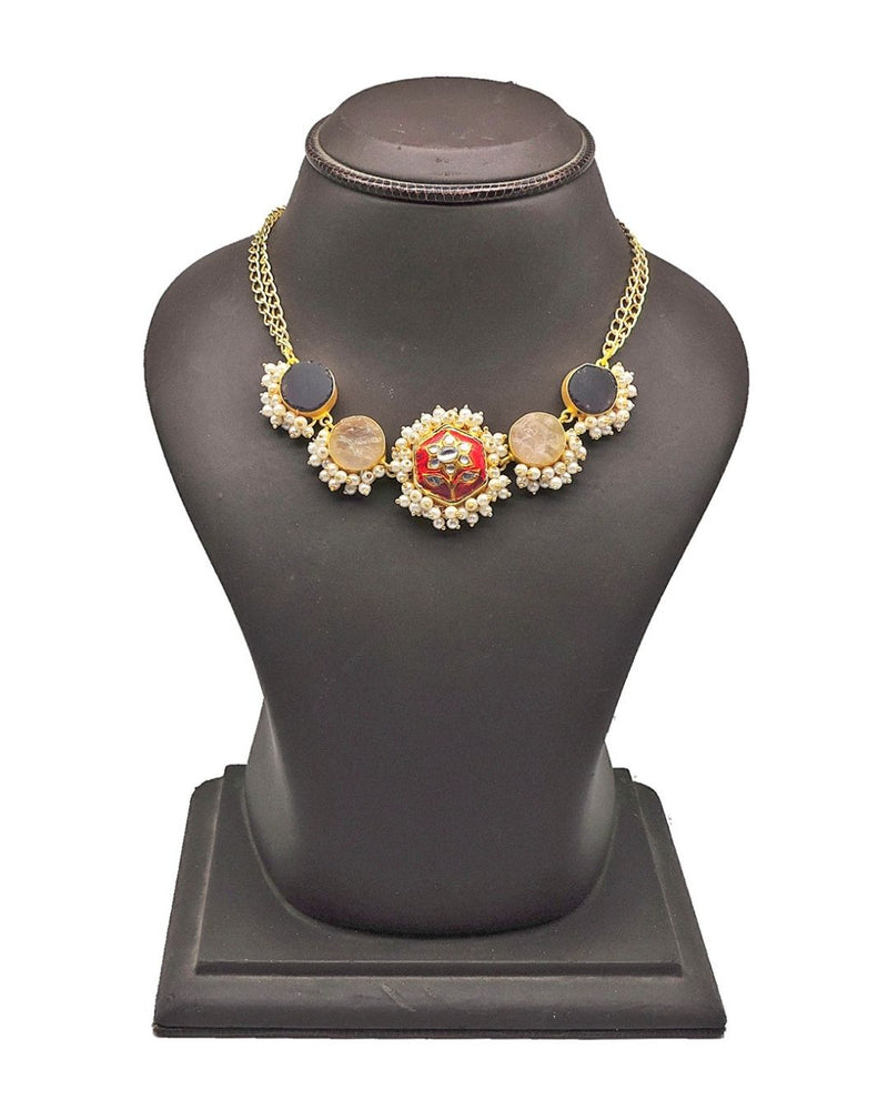Medala Choker (Amethyst & Rose Quartz) - Necklaces - Handcrafted Jewellery - Made in India - Dubai Jewellery, Fashion & Lifestyle - Dori