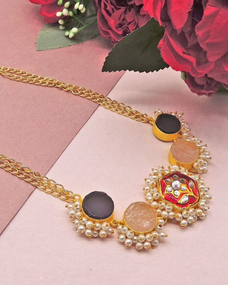 Medala Choker (Amethyst & Rose Quartz) - Necklaces - Handcrafted Jewellery - Made in India - Dubai Jewellery, Fashion & Lifestyle - Dori