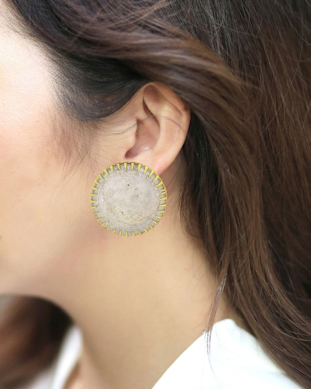 Coin Statement Studs - Earrings - Handcrafted Jewellery - Made in India - Dubai Jewellery, Fashion & Lifestyle - Dori
