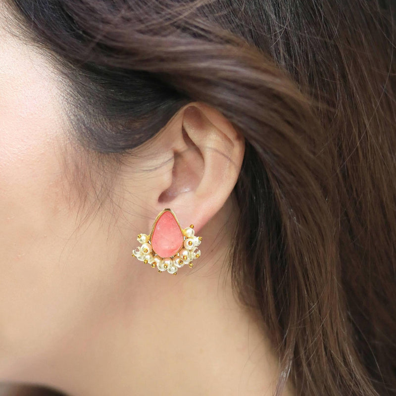 Teardrop Crown Earrings in Rose - Earrings - Handcrafted Jewellery - Dori