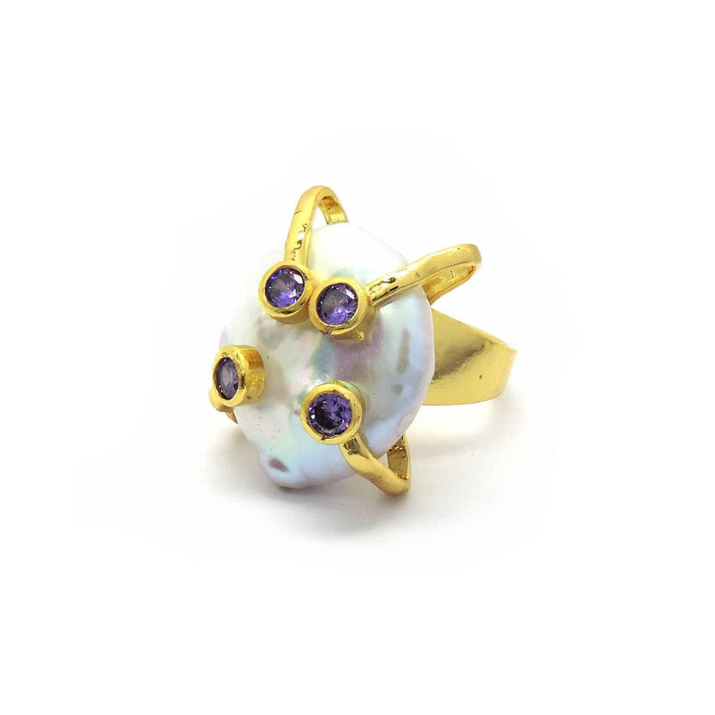Pearl Shard Ring in Violet - Rings - Handcrafted Jewellery - Dori