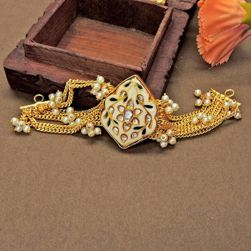 Shield Kundan Bracelet - Bracelets & Cuffs - Handcrafted Jewellery - Dori