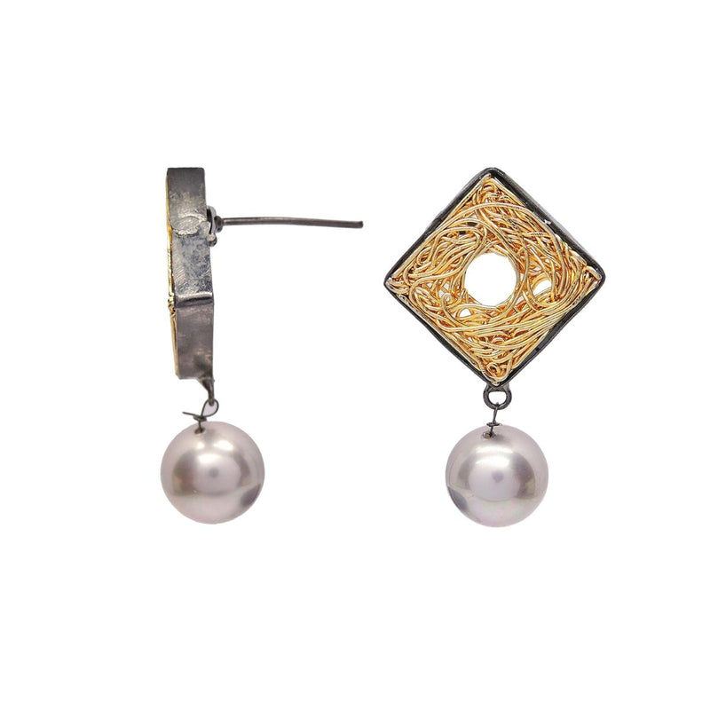 Mesh Cube Danglers - Earrings - Handcrafted Jewellery - Dori