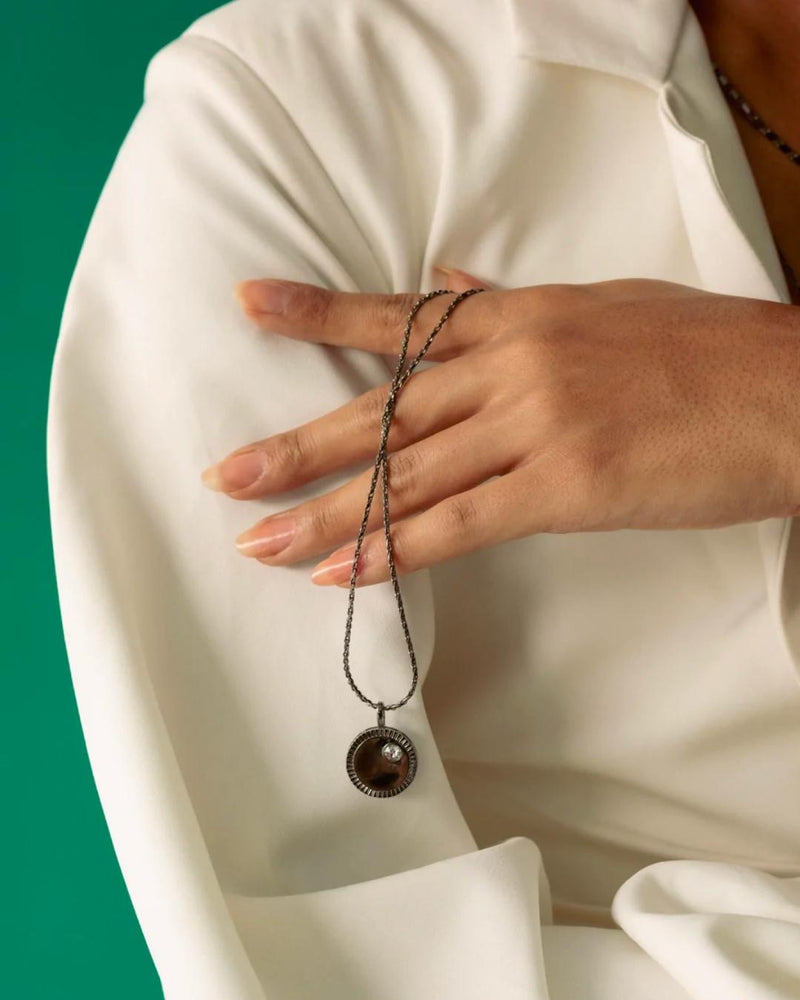Amethyst Pendant in Gunmetal - Pendants - Handcrafted Jewellery - Made in India - Dubai Jewellery, Fashion & Lifestyle - Dori