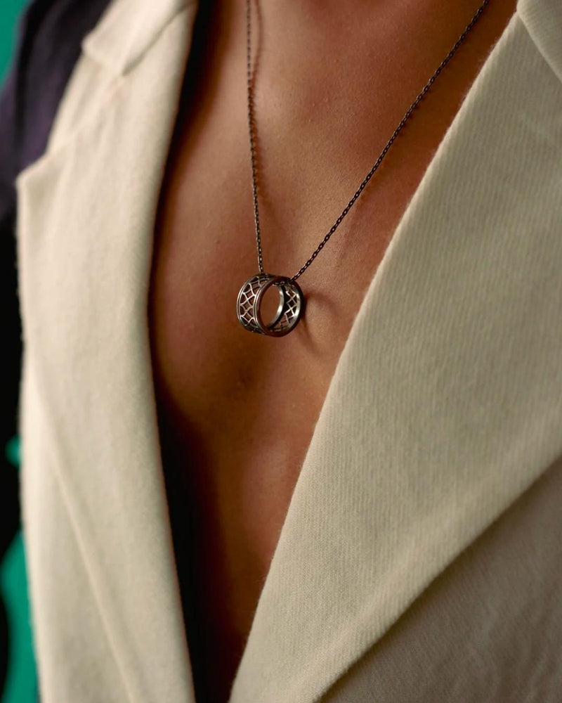 Black Opal Ring / Pendant in Gunmetal - Rings - Handcrafted Jewellery - Made in India - Dubai Jewellery, Fashion & Lifestyle - Dori