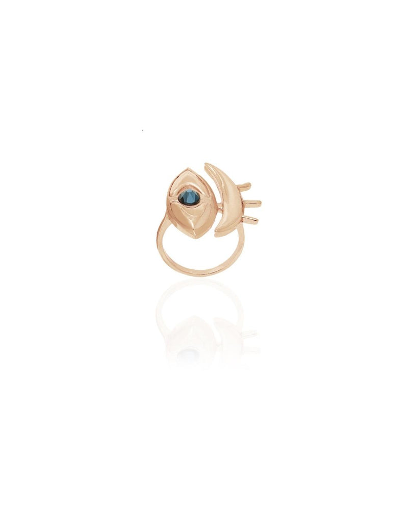 Cat's Eye Ring in Ink Blue - Rings - Handcrafted Jewellery - Made in India - Dubai Jewellery, Fashion & Lifestyle - Dori