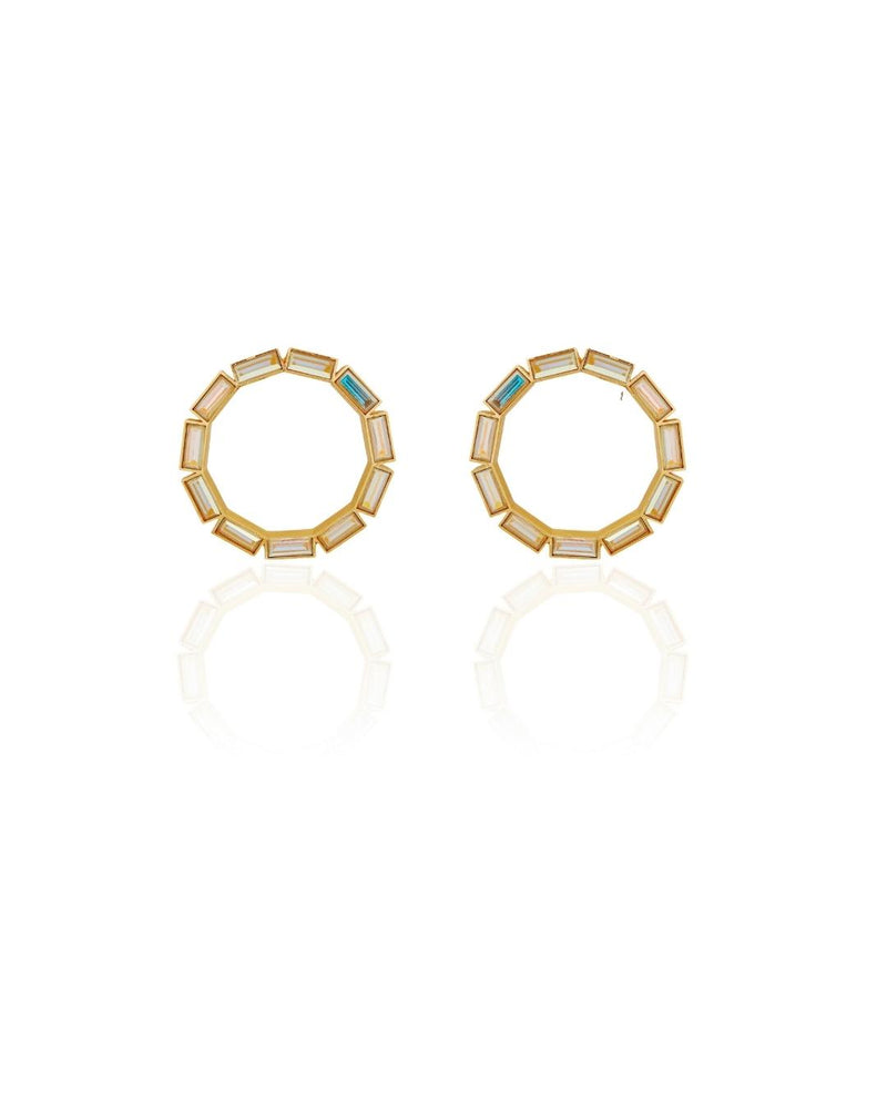 Citrine Hoops in Oyster Gold - Earrings - Handcrafted Jewellery - Made in India - Dubai Jewellery, Fashion & Lifestyle - Dori