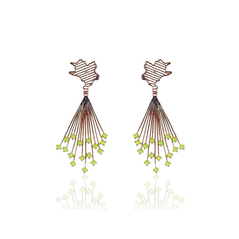Glide Crystal Danglers in Forest - Earrings - Handcrafted Jewellery - Dori