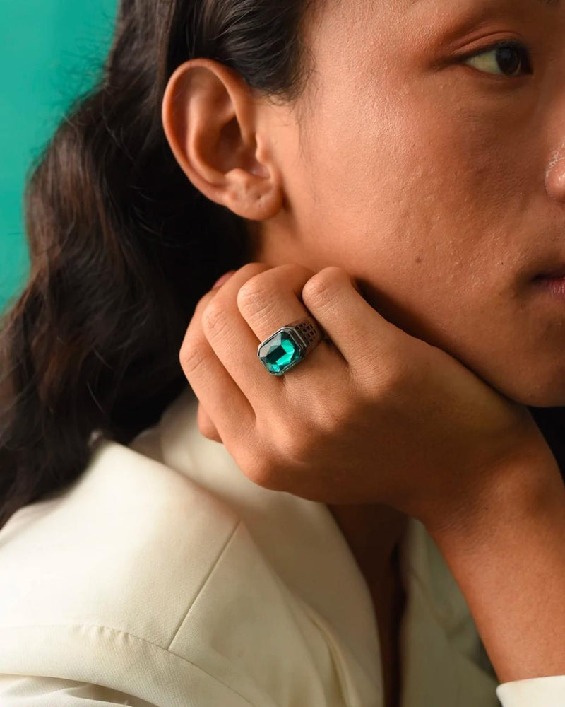 Jade Ring in Green - Rings - Handcrafted Jewellery - Made in India - Dubai Jewellery, Fashion & Lifestyle - Dori