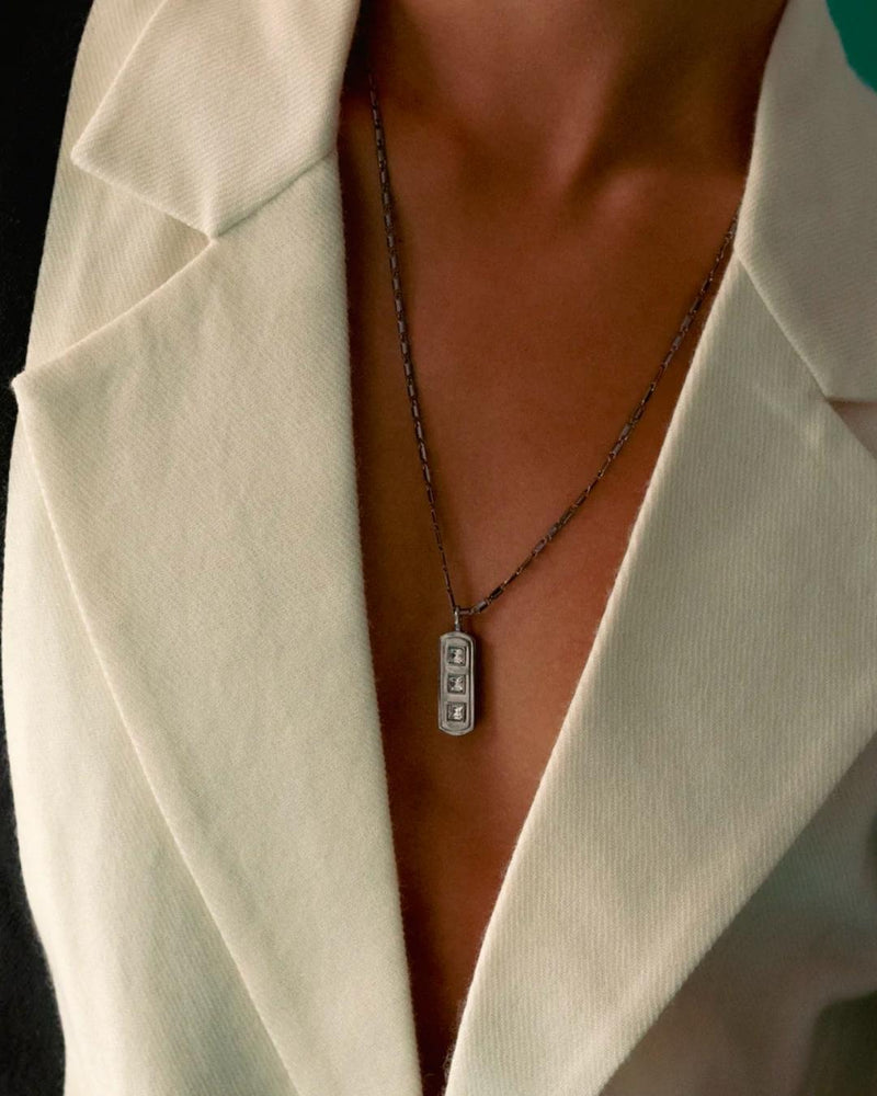 Malachite Pendant in Diamond White - Pendants - Handcrafted Jewellery - Made in India - Dubai Jewellery, Fashion & Lifestyle - Dori