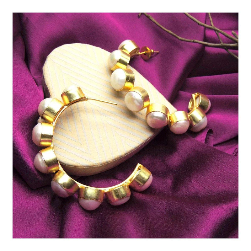 Pearl Hoop Earrings - Earrings - Handcrafted Jewellery - Dori