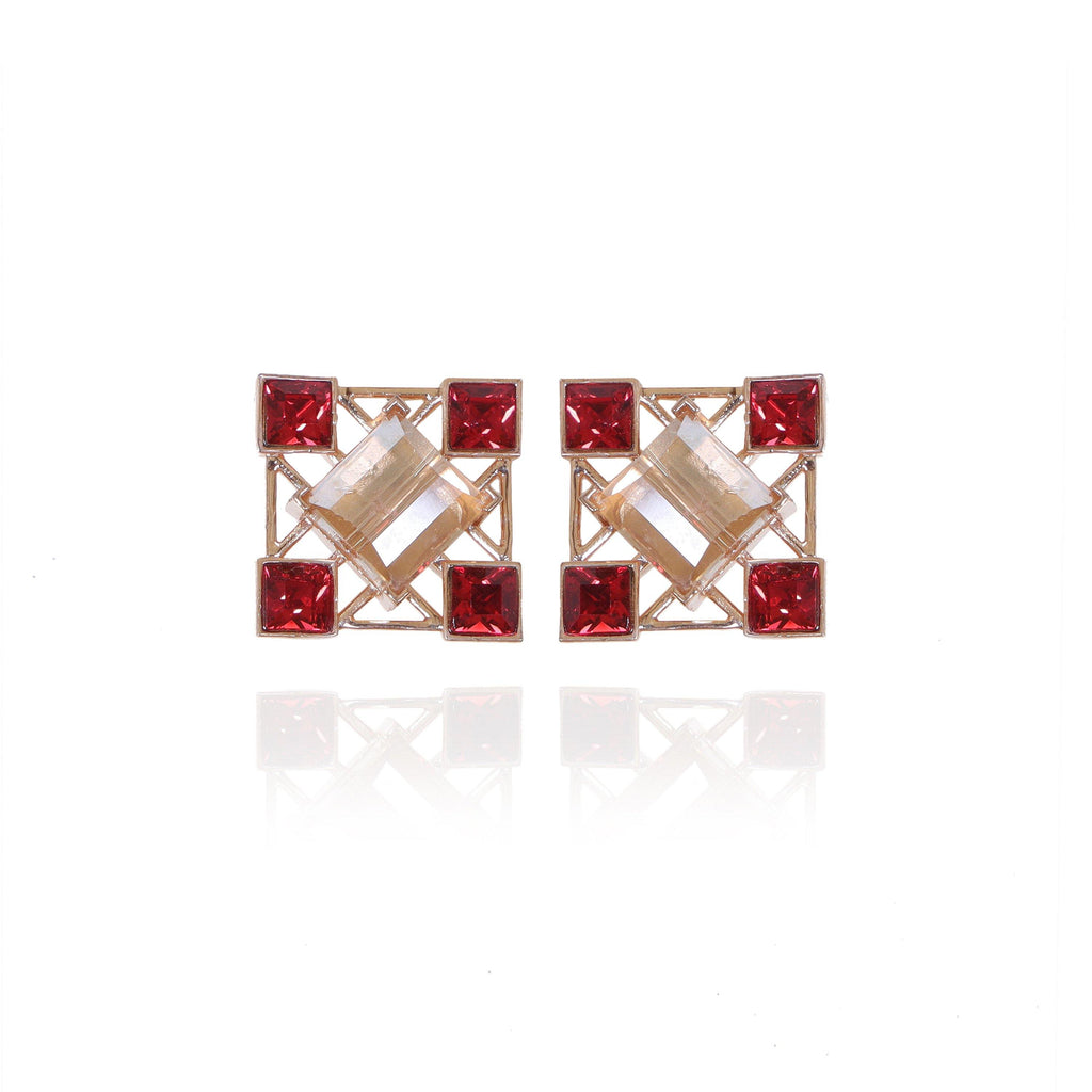 Quadrille Earrings in Crimson - Earrings - Handcrafted Jewellery - Dori
