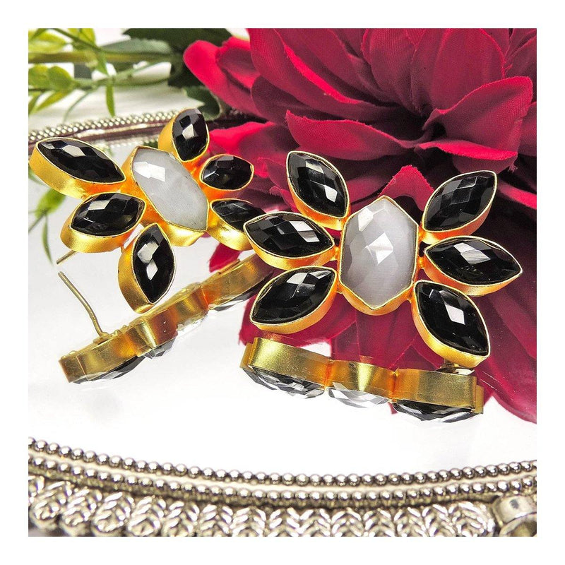 Wildflower Earrings in Onyx & Moonstone (Preorder) - Earrings - Handcrafted Jewellery - Dori
